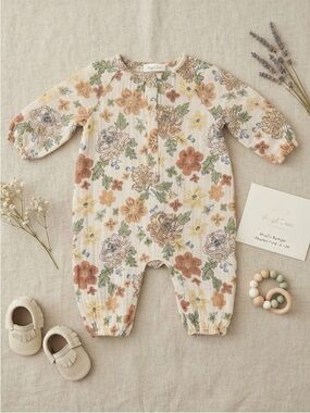 Angel Dear floral print muslin onesie 3-6 months